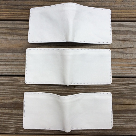 White Wallet Men CardHolder Bifold Genuine Leather - Picture 3 of 8